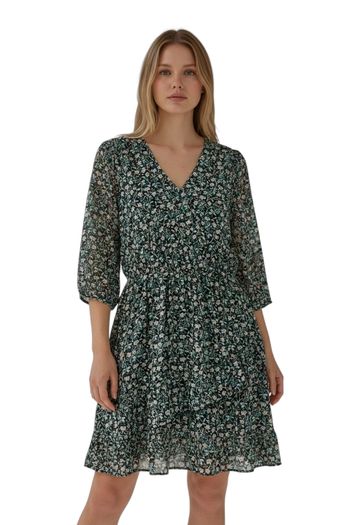 Robe Caroll taille 40 verte motif fleur en très bon état