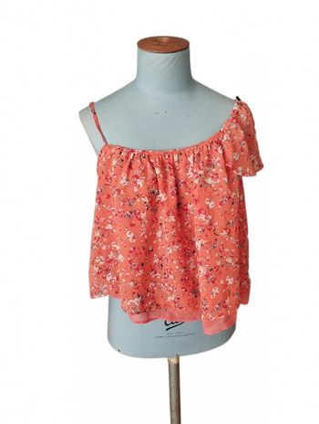 Taille 38 joli haut orange fleuri
