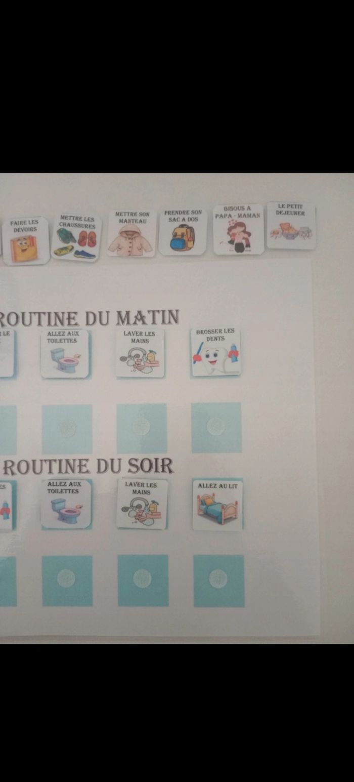 Fiche d'activité plastifiée ma routine du matin et du soir pour garçon - photo numéro 3