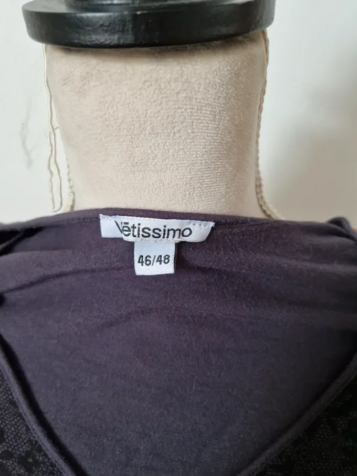 Tee shirt manche 3/4 imitation dentelle gris noir taille 46 vétissimo - photo numéro 4