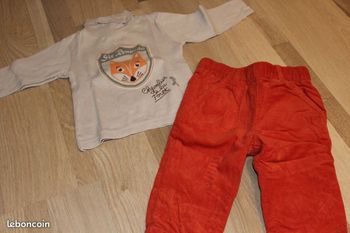 ensemble tee shirt, pantalon en velours
