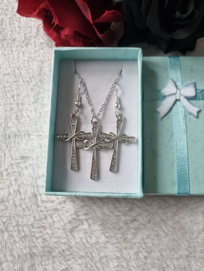 Ensemble bijoux pendentif argenté - photo numéro 2