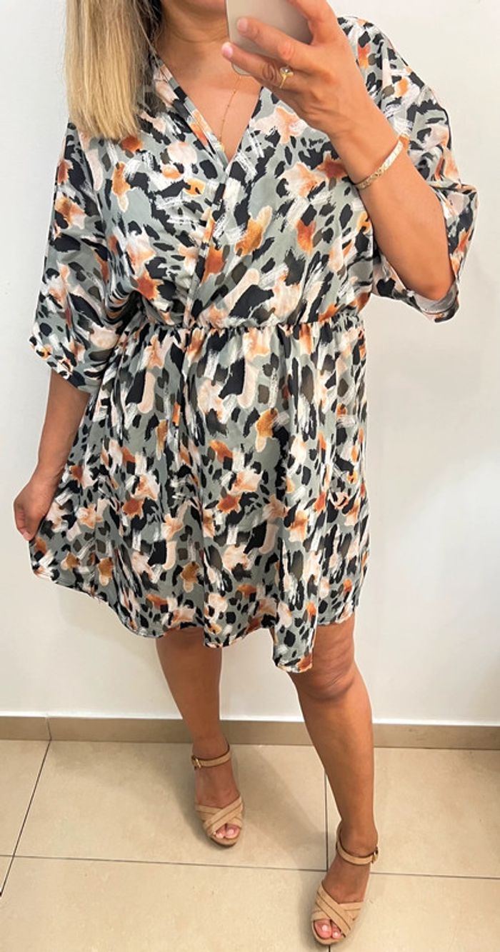 🌵Robe courte fluide à imprimé tacheté Taille - photo numéro 4