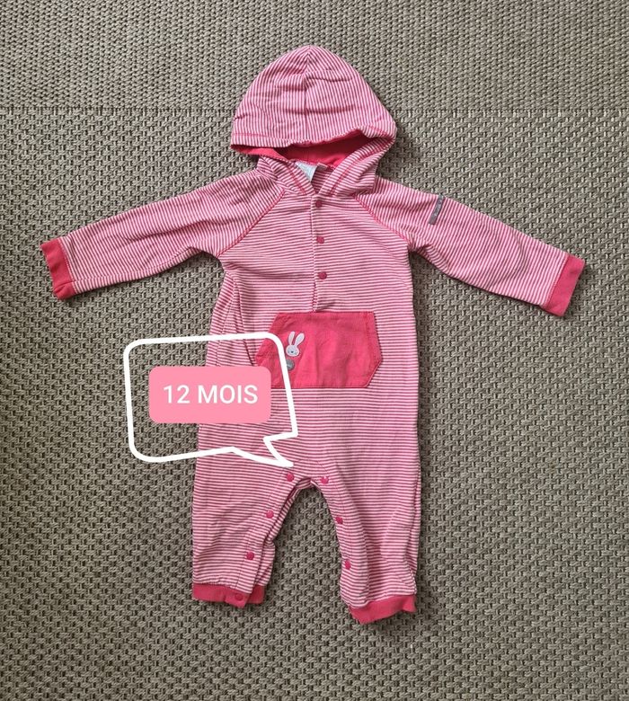 Barboteuse sans pieds avec capuche - 12 mois