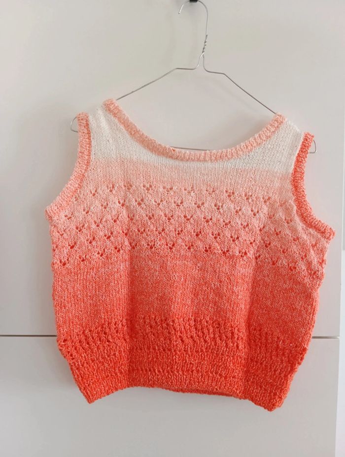 Haut handmade crop en coton dégradé d'orange - photo numéro 4