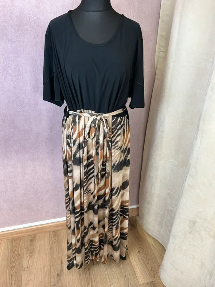 Robe longue femme noir et beige taille 50 taille 52 robe automne robe été femme