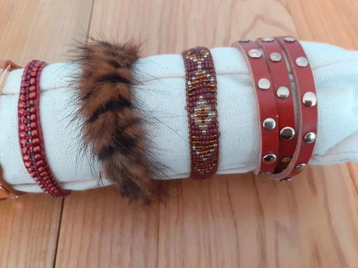 Lot 7 bracelets fantaisie marron - photo numéro 3