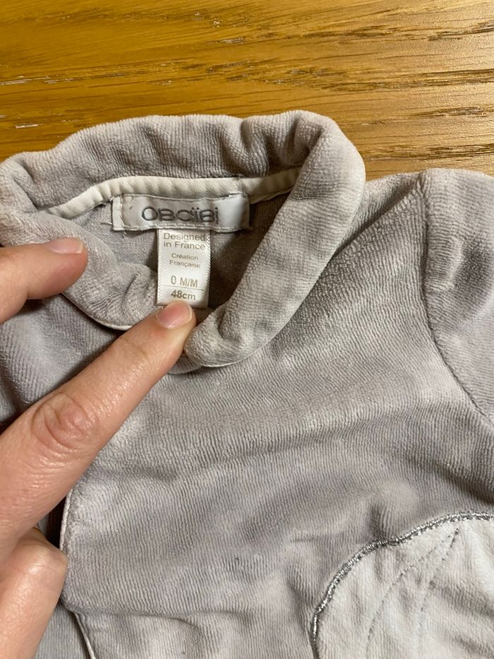 Obaïbi Pyjama Grenouillère mixte gris Taille Naissance - photo numéro 5