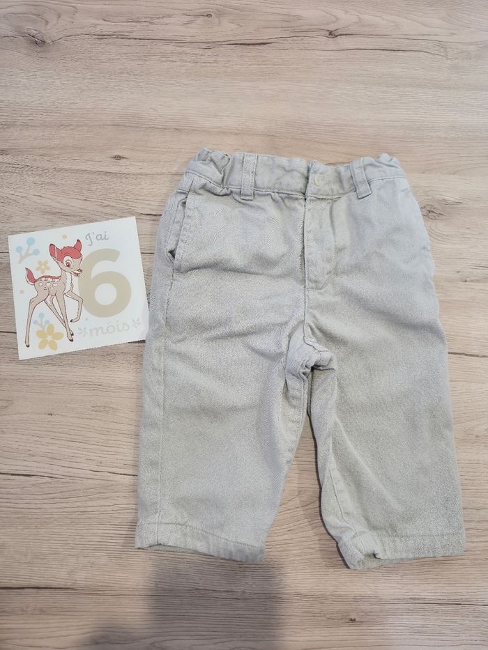 Pantalon droit épais beige, H&M, 6-9 mois 74cm