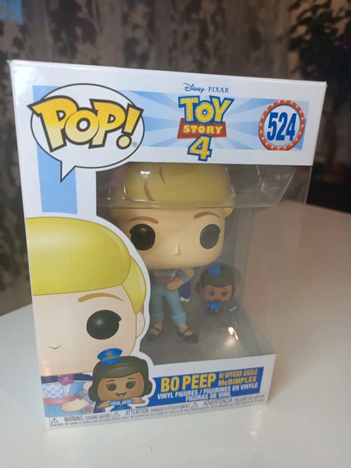 Figurine funko pop Disney toy story 4 n°524 Bo Peep w/ officier giggle Mcdimples