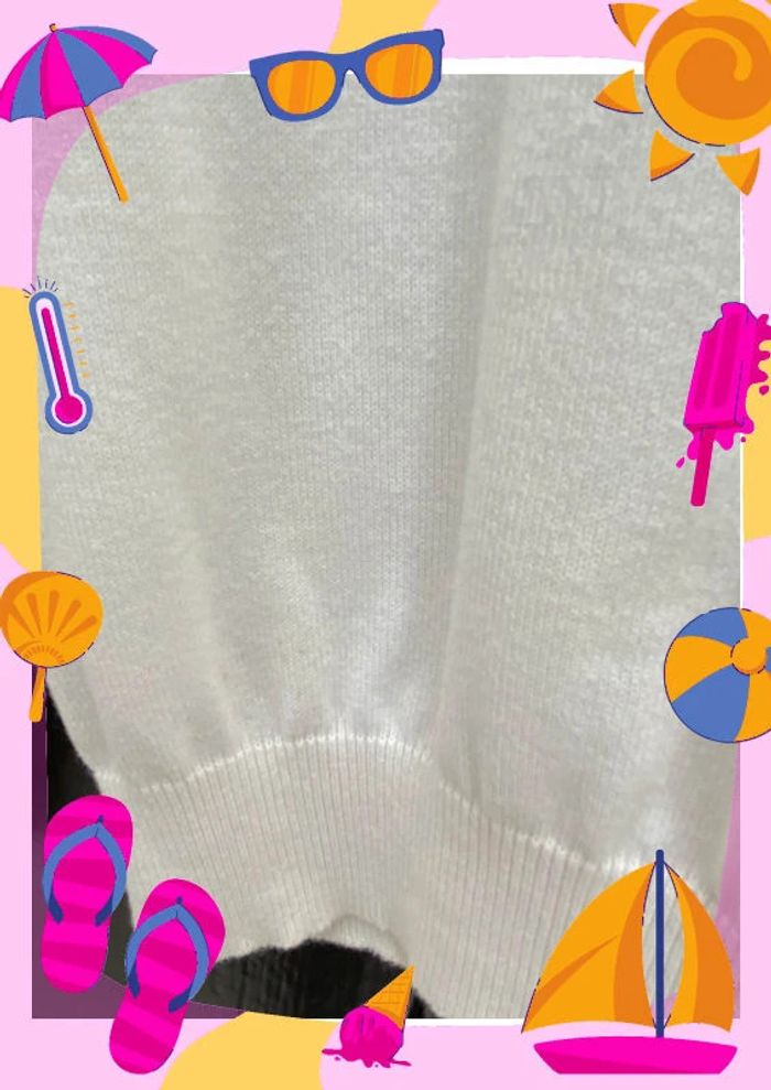 Sweat à col V Celio M 38 blanc crème - photo numéro 7