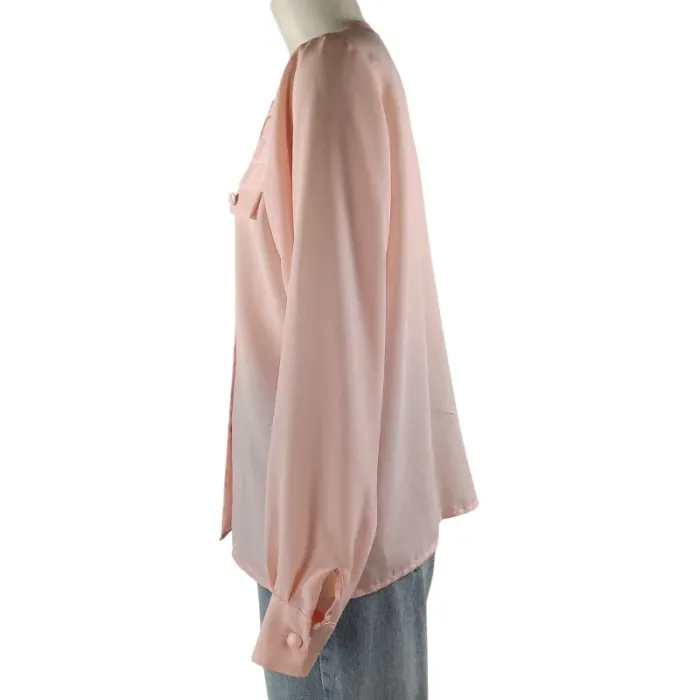 Blouse rose poudré plissée - Printemps -Made in France Blouse Vintage plis religieux Taille 40 A1094 - photo numéro 3
