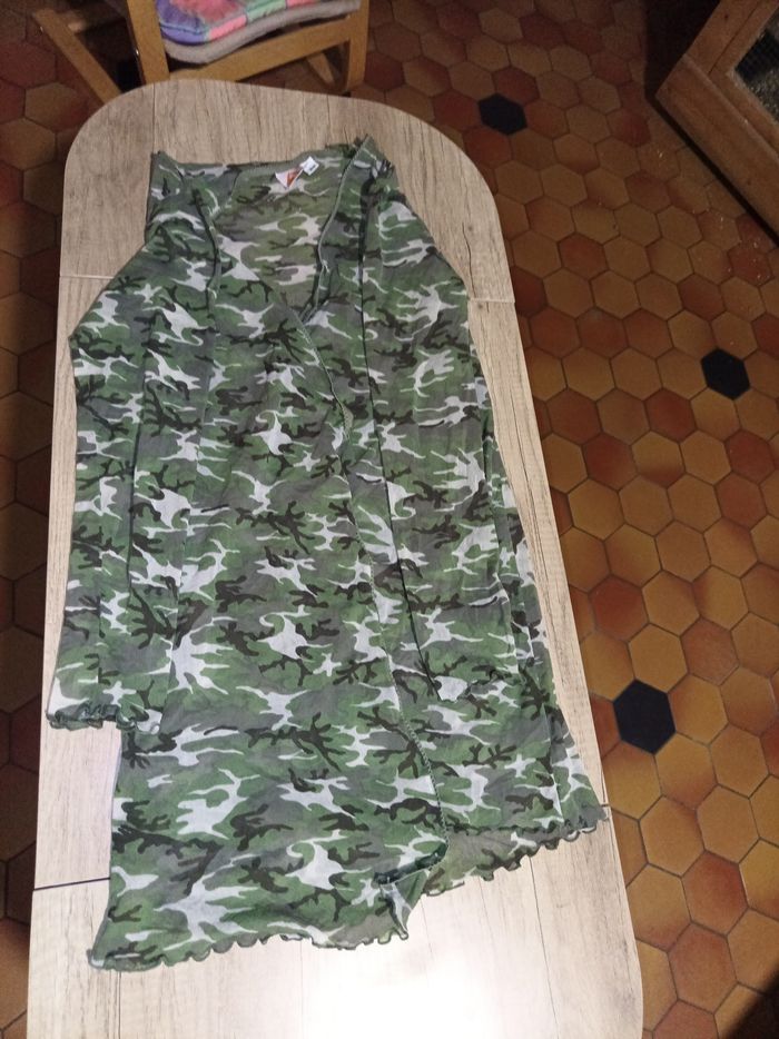 Chemise camouflage vert Kookaï 38 transparent
