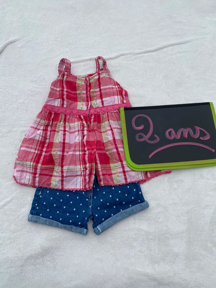Bel ensemble short débardeur tunique teeshirt 2 ans