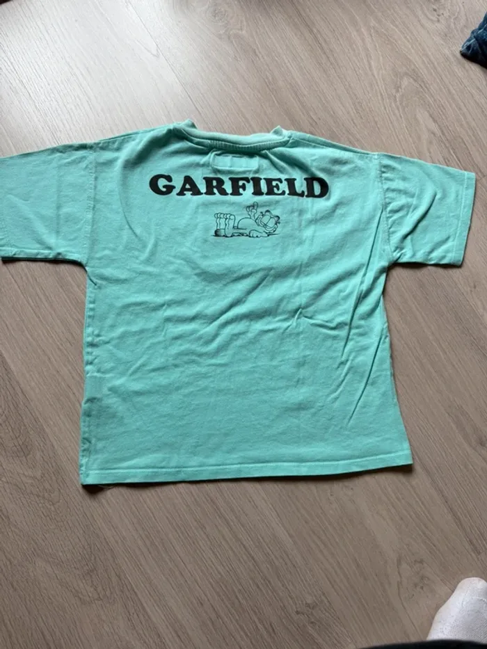 T-shirt Zara garfield bleu vert menthe 8 9 ans manches courtes garçon fille été - photo numéro 2