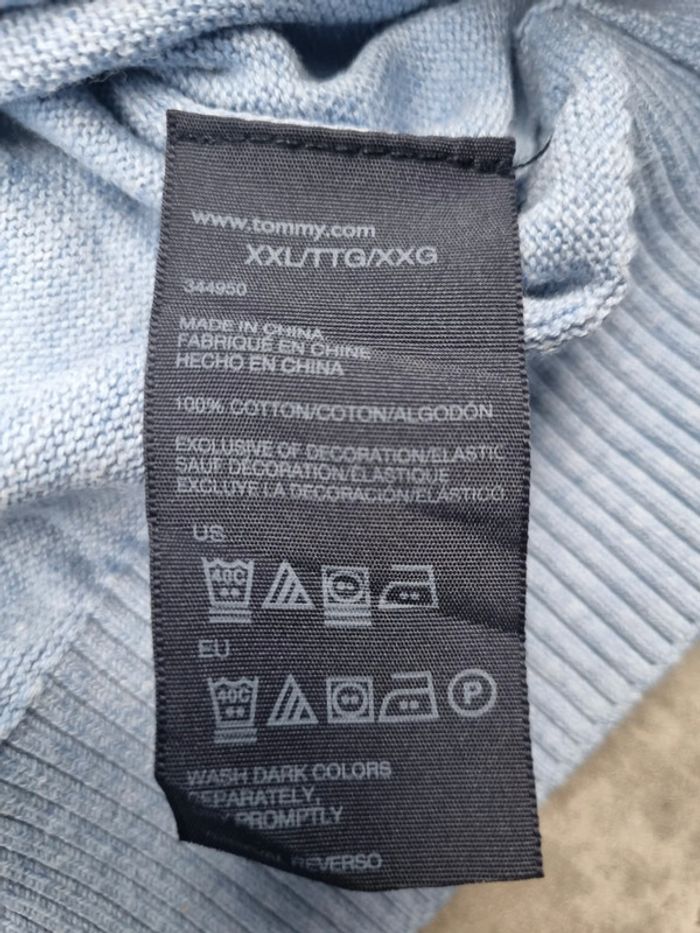Pull col V Tommy Hilfiger bleu ciel – Taille XXL Homme - photo numéro 7