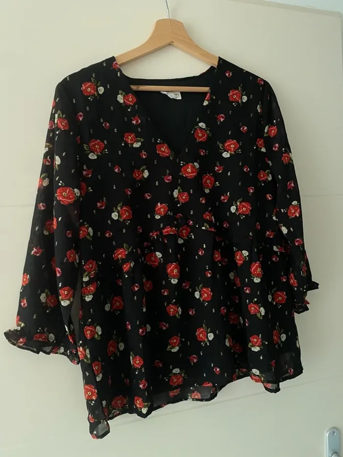 Blouse fleurie forme péplum manches 3/4 Season - Taille - photo numéro 2