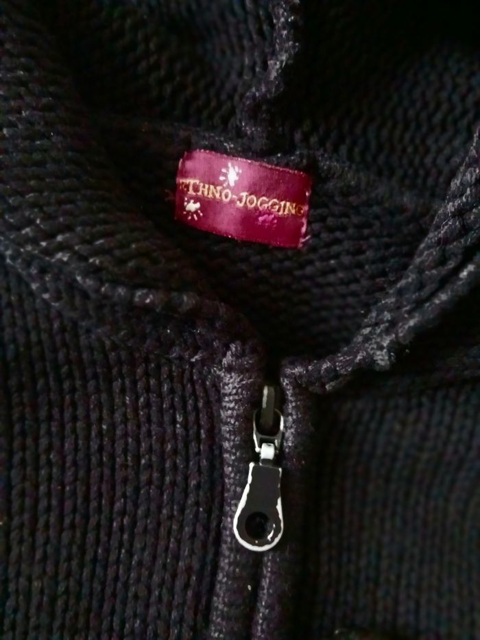 Gilet long grosses mailles noir 8 ans - Thno Jogging - photo numéro 5