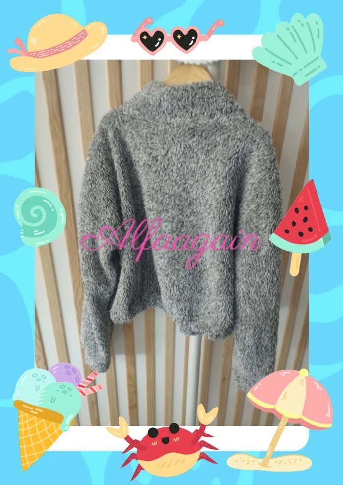 Pull pilou gris 8/10ans - photo numéro 4
