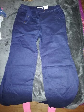 Pantalon en lin bleu marine