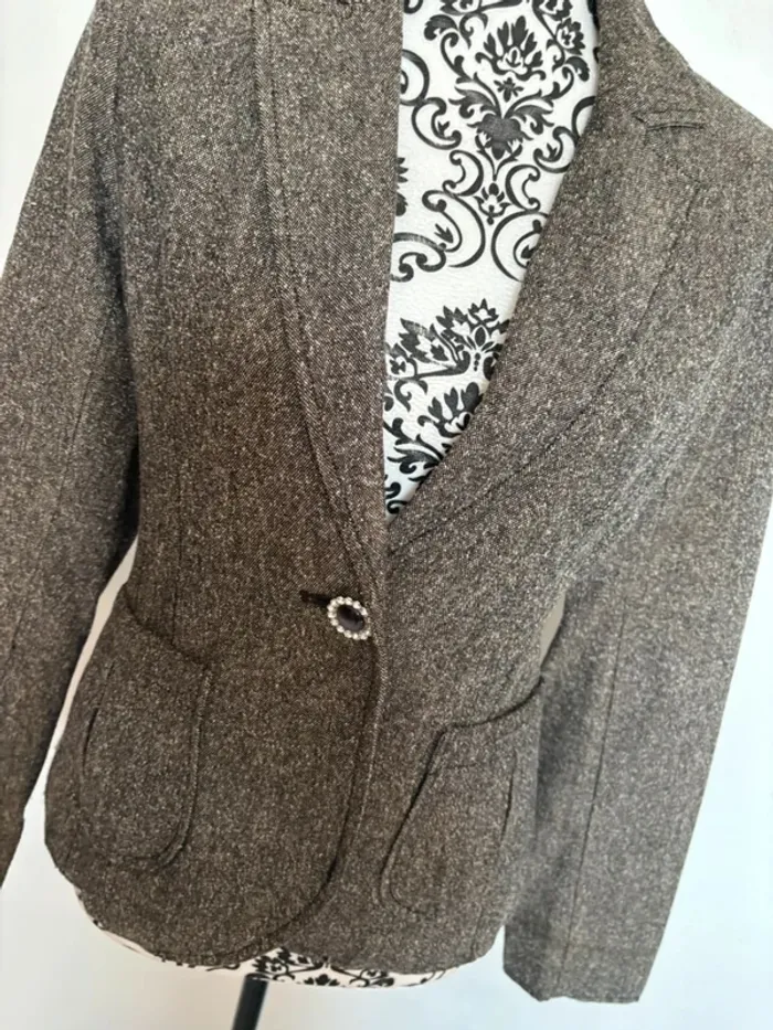 Blazer femme marron chiné 38 - photo numéro 2