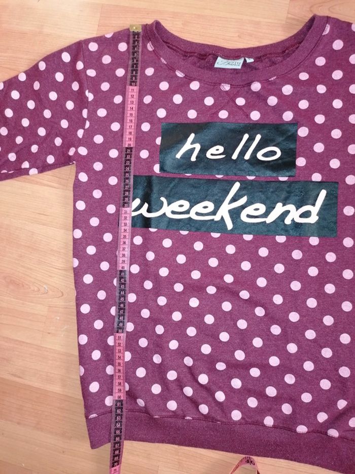 Haut de pyjama bordeaux Hello week-end S (36 et 38 - photo numéro 5