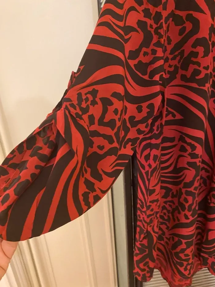 Chemisier neuf viscose rouge et noir taille unique - photo numéro 3