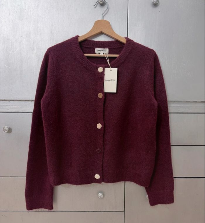 Gilet bordeaux roses - photo numéro 3