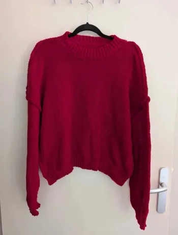 Pull rouge à coutures apparentes femme taille L Boutique indépendante