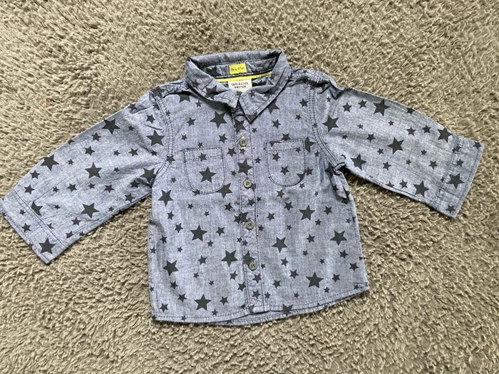 Chemise ML grise et noire 9 mois