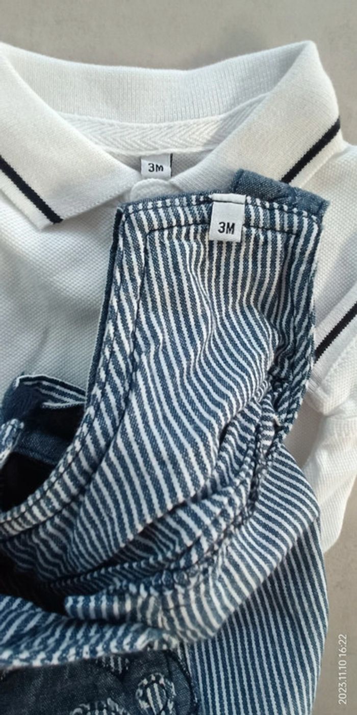 Ensemble salopette et polo manches courtes garçon - 3 mois - photo numéro 6