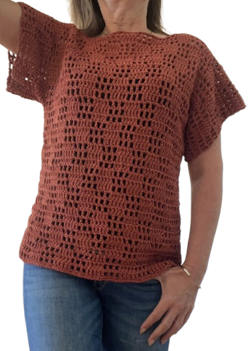 pull manches courtes résille au crochet fait main, pull été coton ajouré, pull bohème