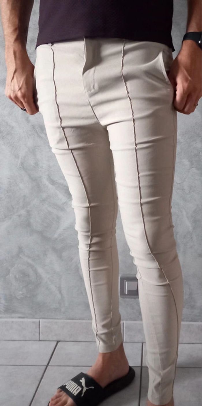 Pantalon neuf stretch beige clair - photo numéro 5