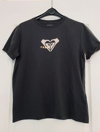 Teeshirt noir coeur Roxy S coton bio organique