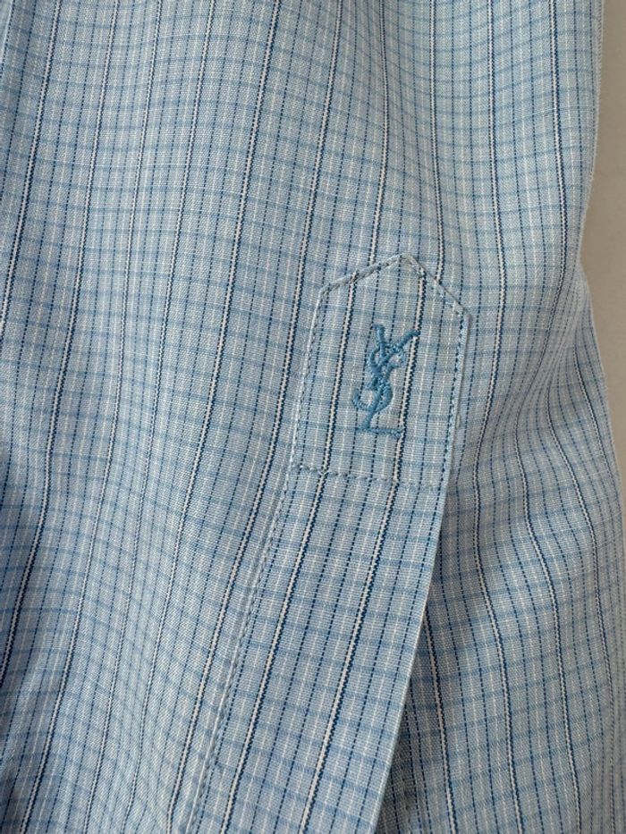 Chemise vintage bleu Yves Saint Laurent logo brodé - photo numéro 5