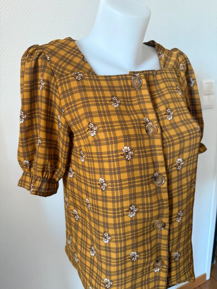 Blouse moutarde à carreaux en très bon état taille S mixxo - photo numéro 2