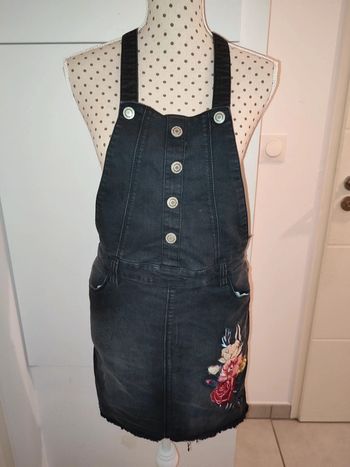 Robe bretelles en jean fleurs