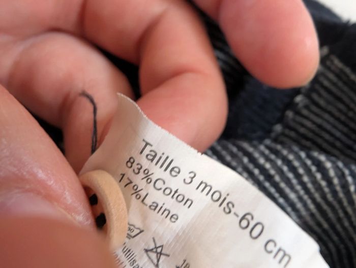 Gilet laine marinière Bout'chou mixte 3 mois - photo numéro 3