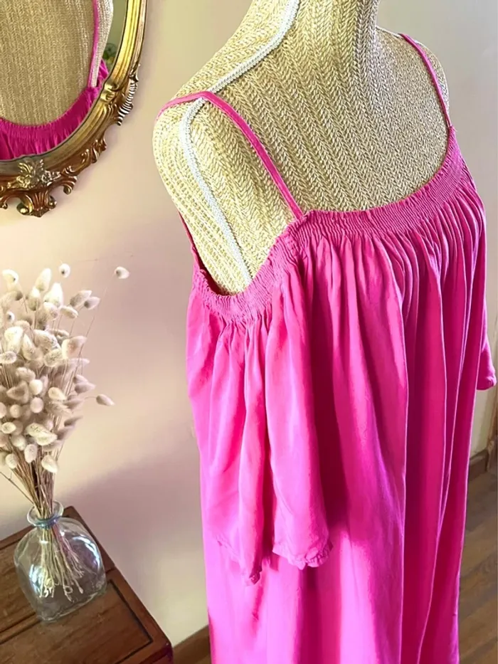 Robe Fluide Rose à Bretelles Robe Style Estival Chic et Confortable Taille M - photo numéro 12
