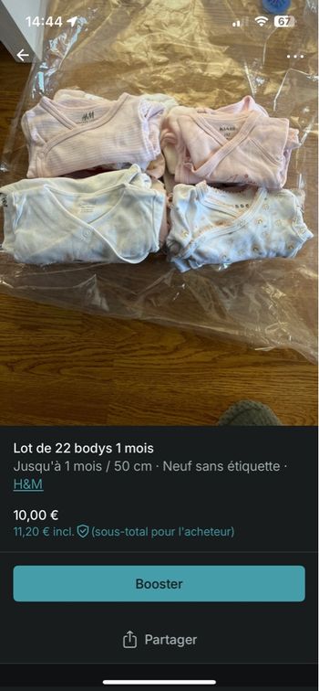 Bodys manche longue et courtes 1 mois