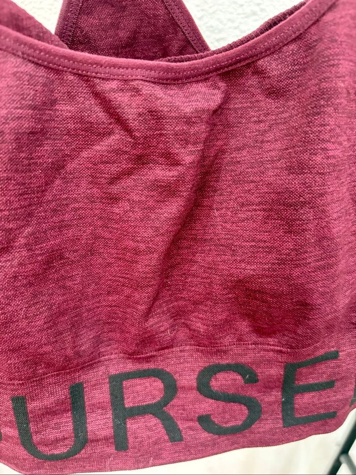 Brassière de sport bordeaux unie - Taille L - photo numéro 3