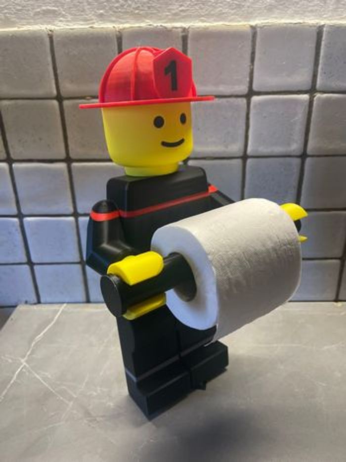 Porte-Papier Toilette Style Lego Pompier – Déco Fun & Originale Salle de Bain - photo numéro 2