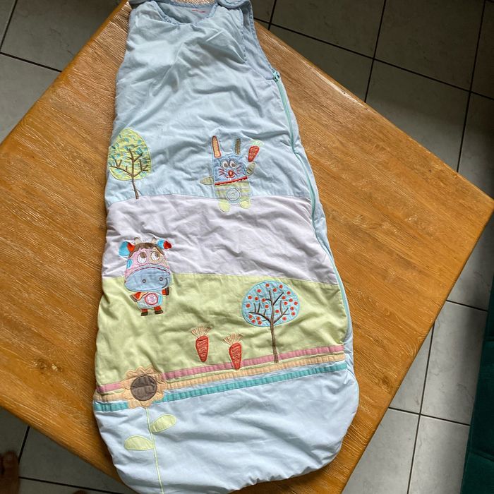 Sac de couchage avec motif printanier bleu et vert taille  2 - 3  ans