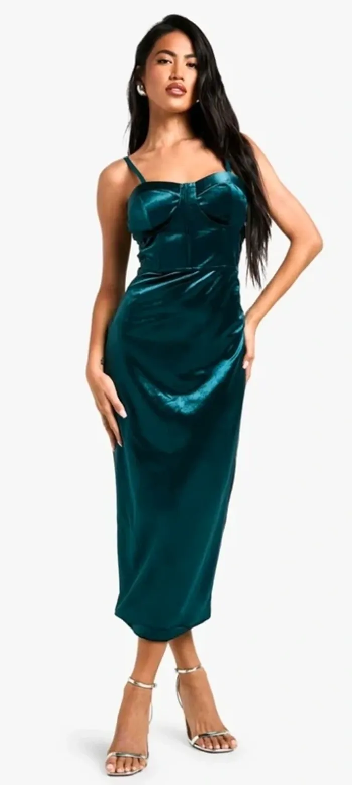 Robe velours vert émeraude Boohoo T44 Neuve - photo numéro 6