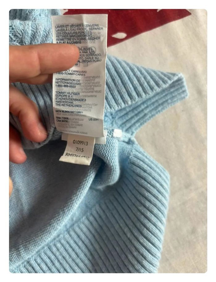 Pull Torsadé col bateau bleu clair Tommy Hilfiger taille M - photo numéro 9