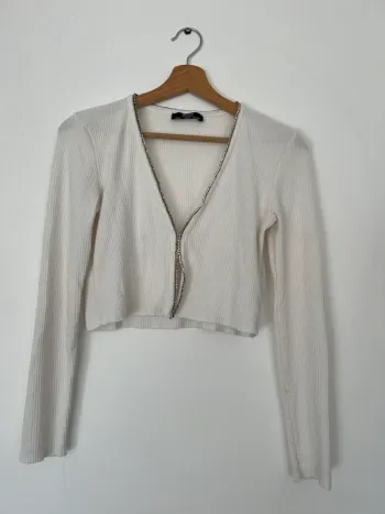 Top côtelé diamant manches longues femme Bershka