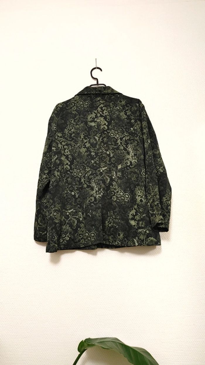 Belle chemise épaisse vintage motif floral feuille couleur vert de la marque Canda - photo numéro 2
