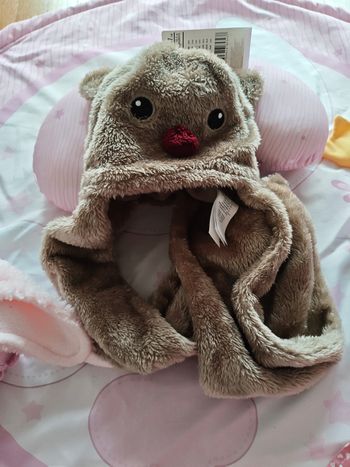 Bonnet-écharpe 2-en-1 ORCHESTRA Neuf – Marron – 12 mois (47 cm)