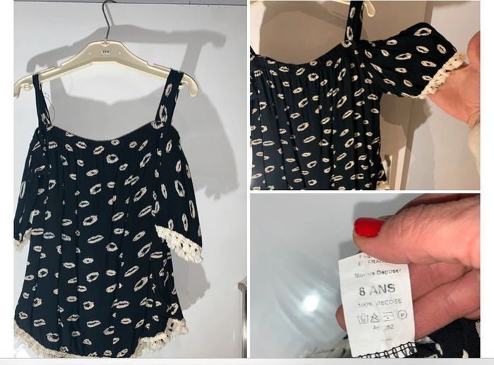Lot 3 vêtements Neuf été fille 8 ans, confort, combi short, top - photo numéro 4