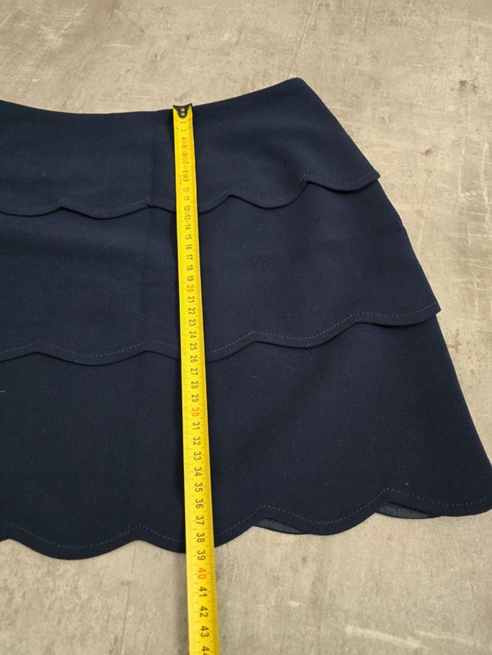 Jupe Sandro bleu marine à volants ondulés taille 36 S chic - photo numéro 8
